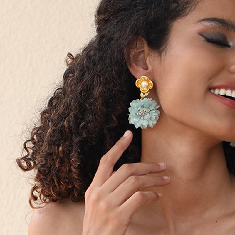 Fashion handmade fabric flower earrings for women