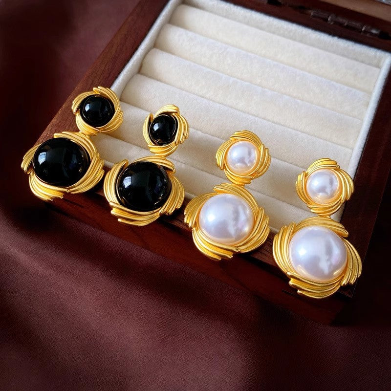 Retro Metal Stud Earrings Enamel Geometric irregularity for Women Jewerly
