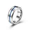 Blue Tungsten Gold Simple Men's Ring with Blue Ribbon Tungsten Gold Wear Resistant Ring Ring Ring