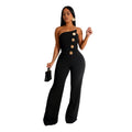 Fashion Women's Sleeveless Buttoned Jumpsuit Long Pants