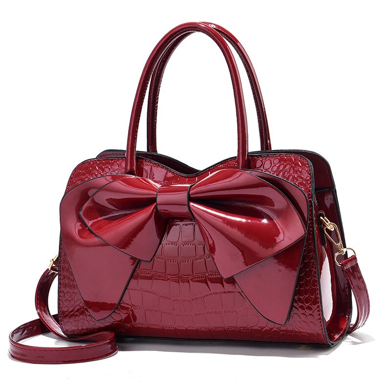 Fashion Women Handbags Tassel PU Leather Totes Bag Top-handle Embroidery Bag Shoulder Bag Lady Simple Style Crocodile Pattern