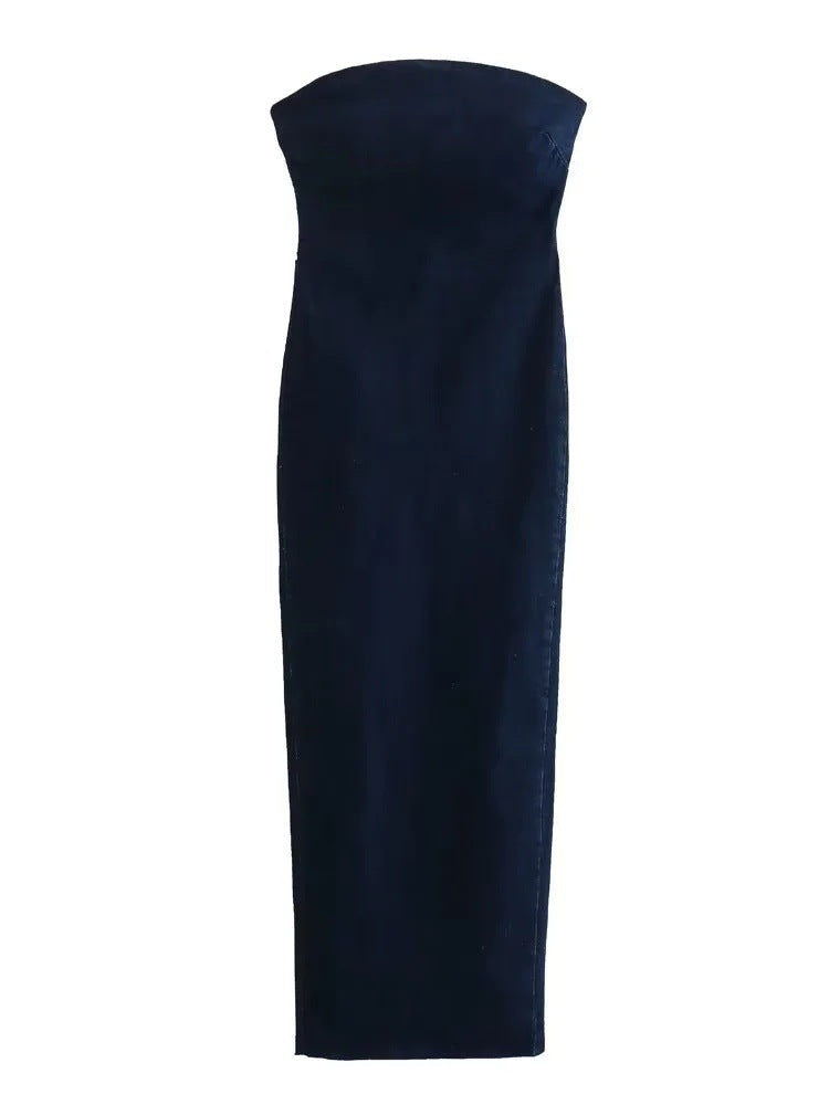 Elegant Fashion Denim Bodycon Strapless Dress