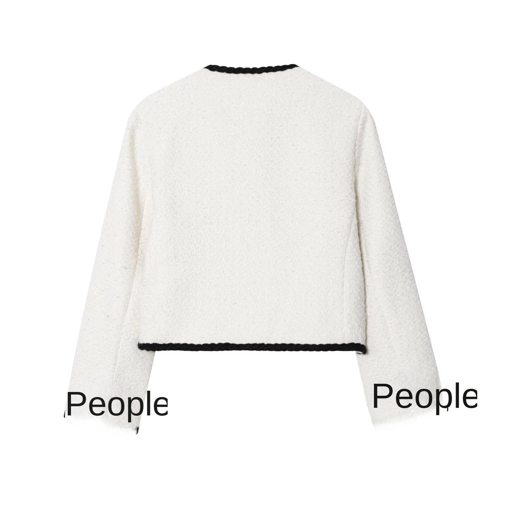 Women's Fashion Casual Small Xiangfeng Embroidered Edge Fleece Jacket