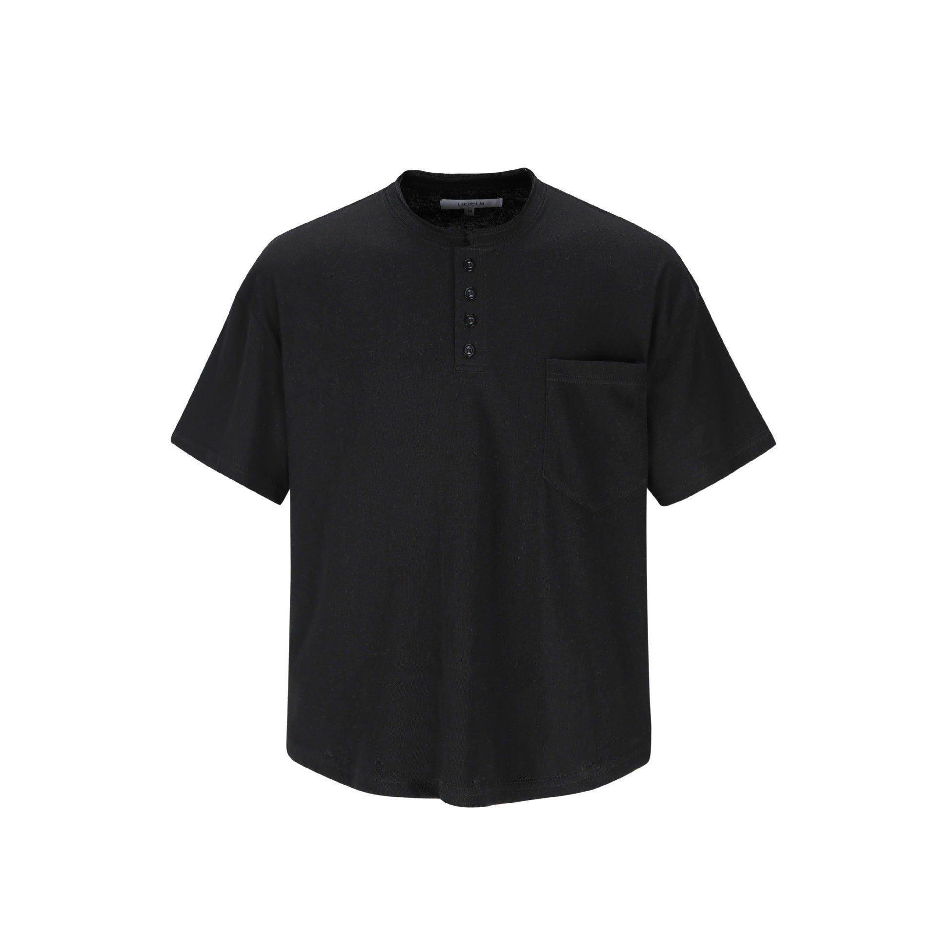 Classic Style Henley Neck Short Sleeve Loose Casual Commuter Lazy T-Shirt for Men and Women