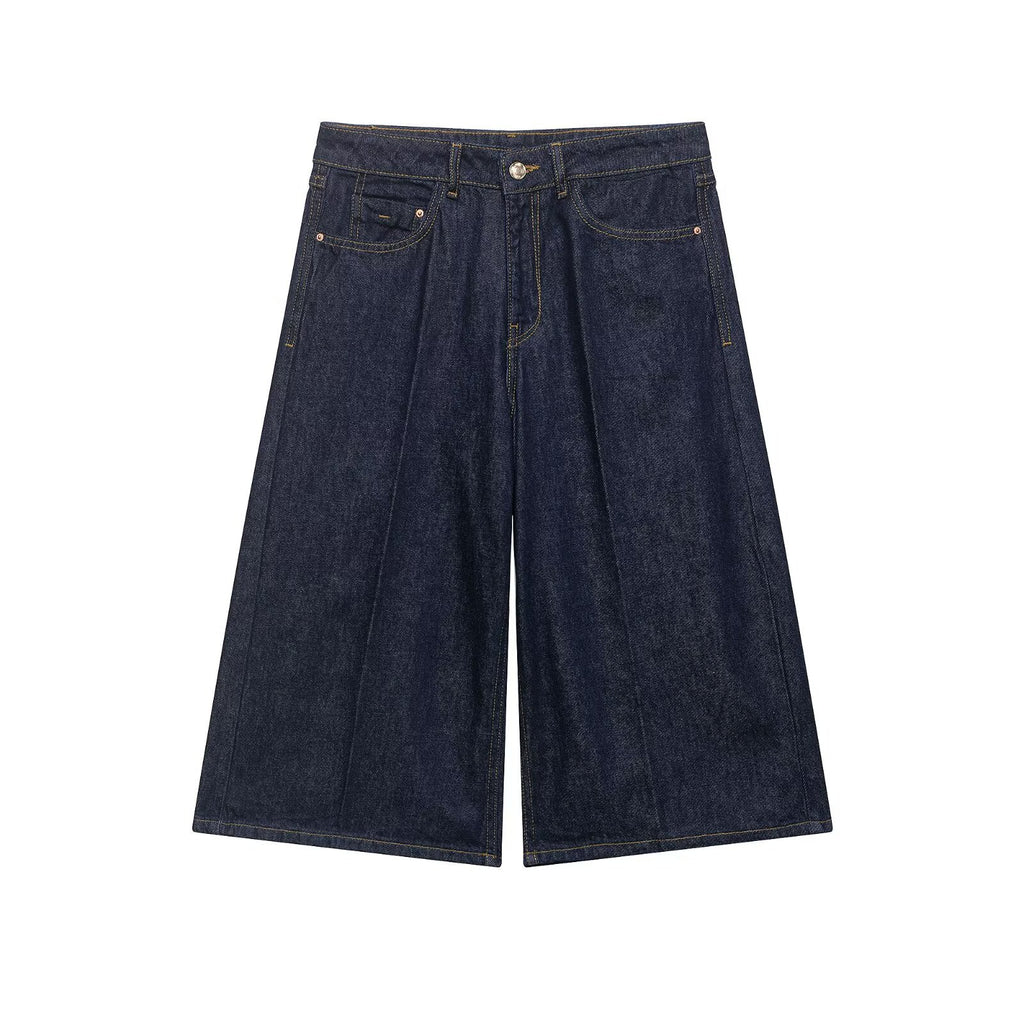 Street denim long casual shorts