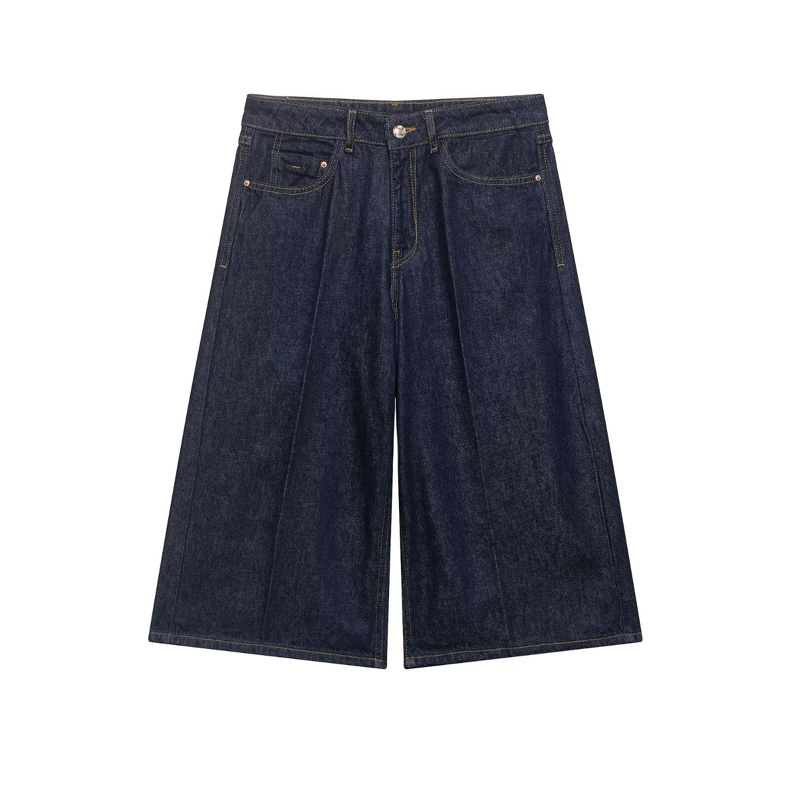 Street denim long casual shorts