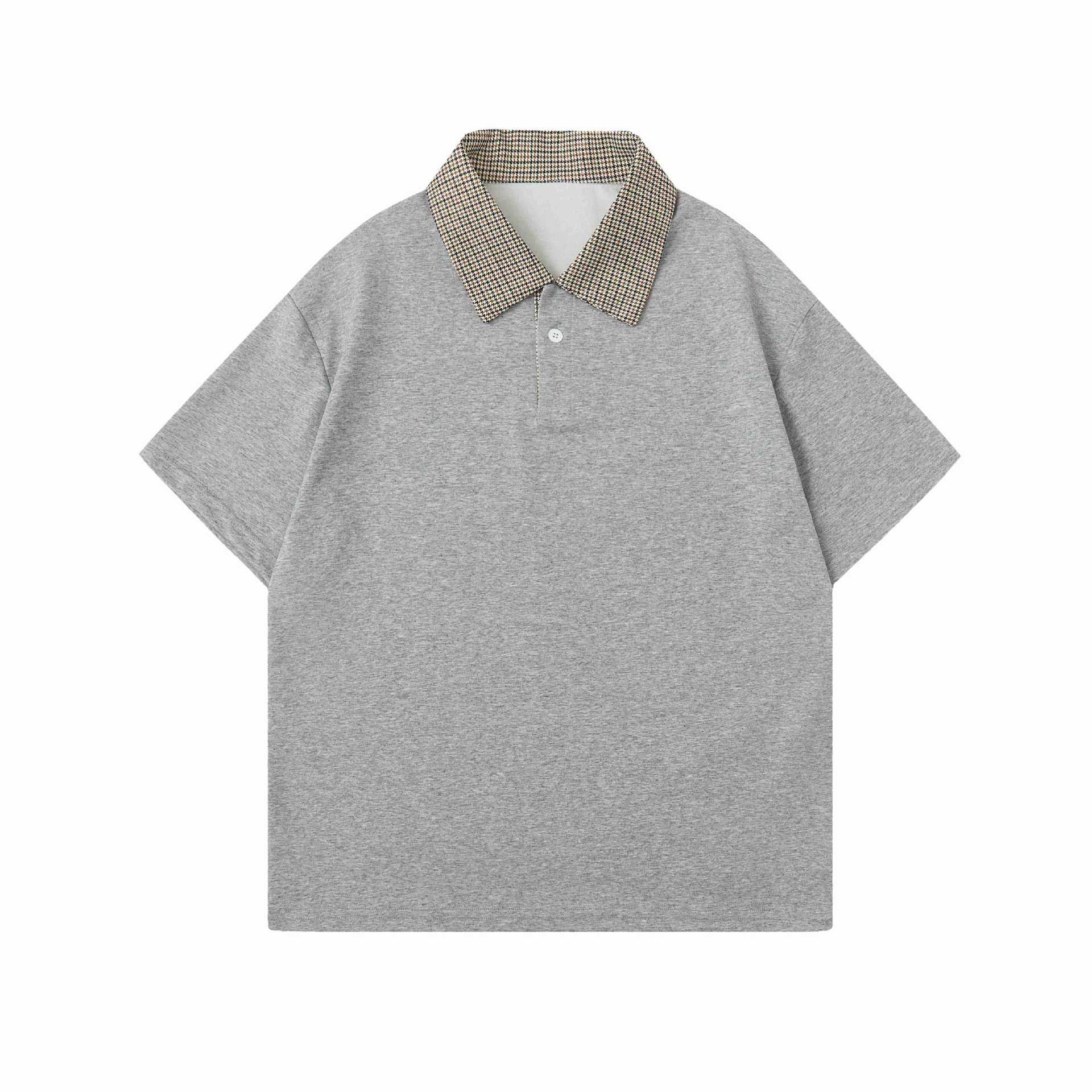 Classic Checkered Polo Shirt for Men, Casual Loose Fit, Trendy Couple's Short Sleeve Top