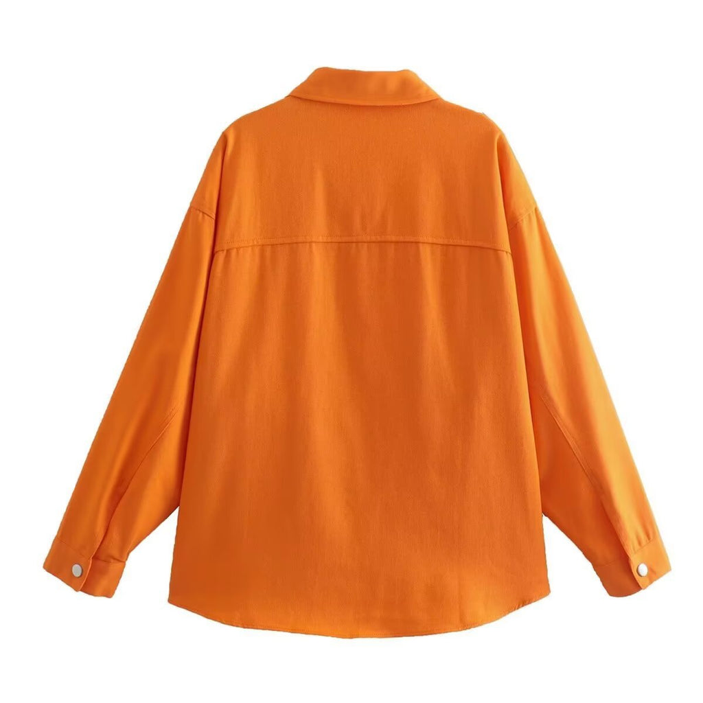 Fashionable Casual Loose Orange Denim Jacket for Women