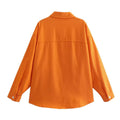 Fashionable Casual Loose Orange Denim Jacket for Women