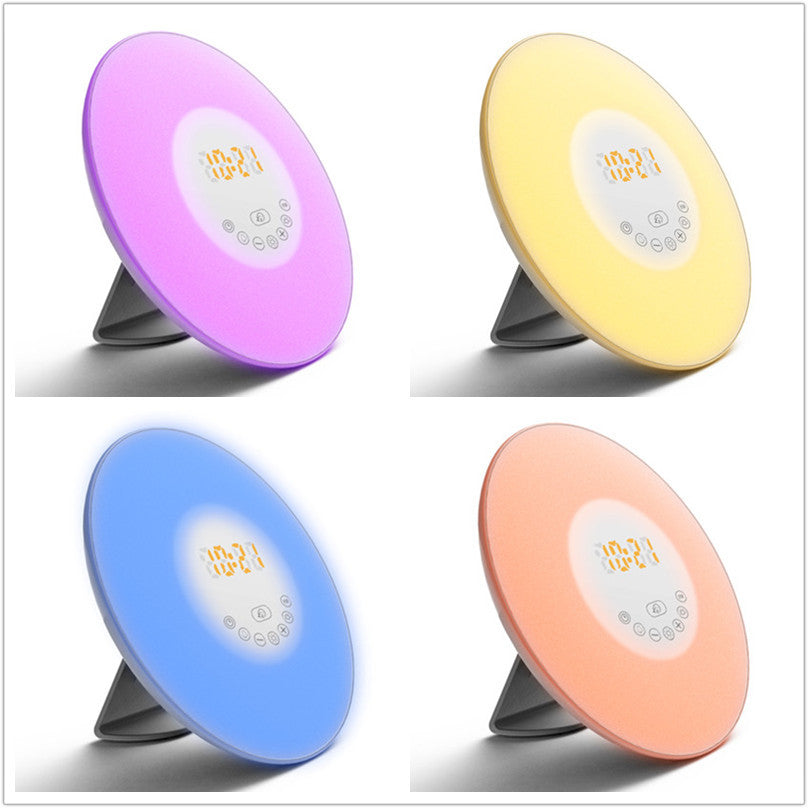 Sunrise Wake-Up Light LED Electronic Clock Bedside Lamp Atmosphere Scene Lamp Multi-Function Desk Lamp