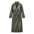 New Women's Fashion Casual Versatile Long Leather Coat