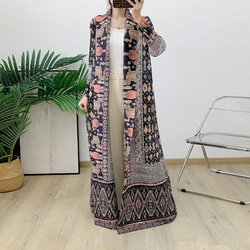 Wrinkled Robe Coat Cloak Printed Women's Fashion