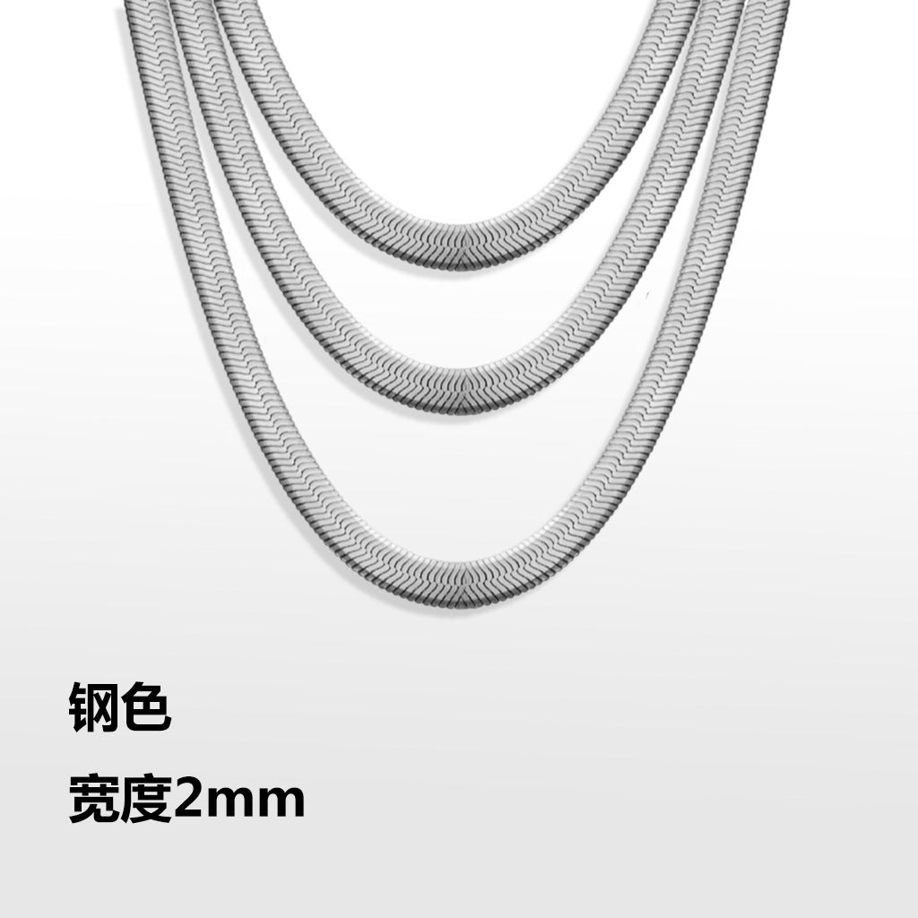 Flat serpentine chain, thin serpentine chain, electric 18K
