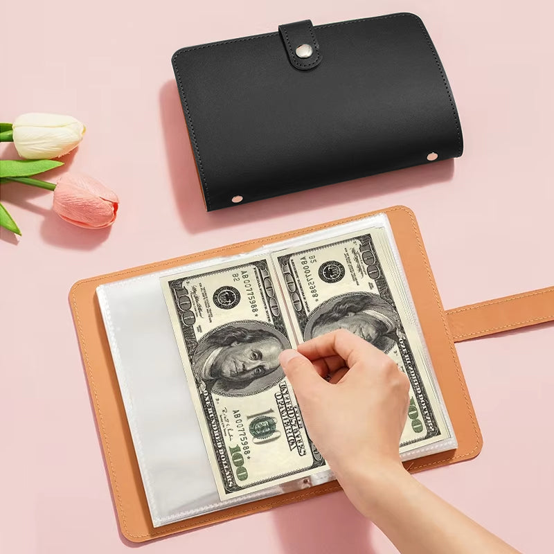 Versatile 100 - envelope savings book. Doubles as banknote album, money - saving organizer & photocard holder. Great for managin