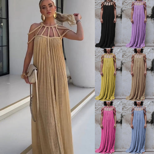 Casual Drawstring Multi-color Dress INS Vacation Loose Fashion Dress
