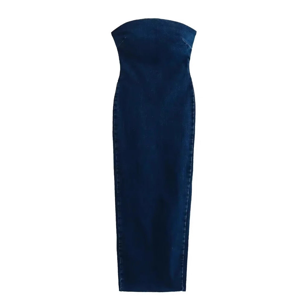 Elegant Fashion Denim Bodycon Strapless Dress