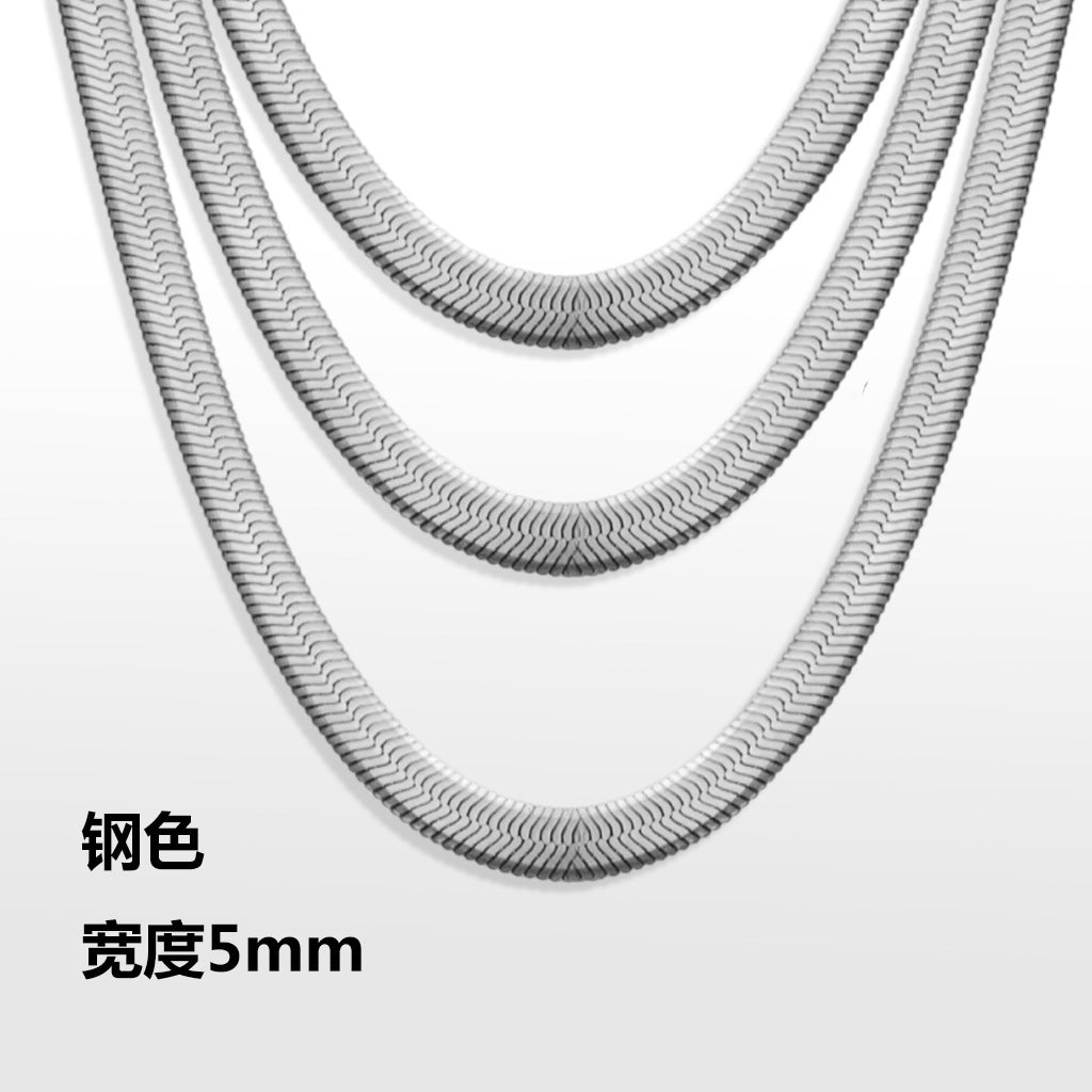 Flat serpentine chain, thin serpentine chain, electric 18K