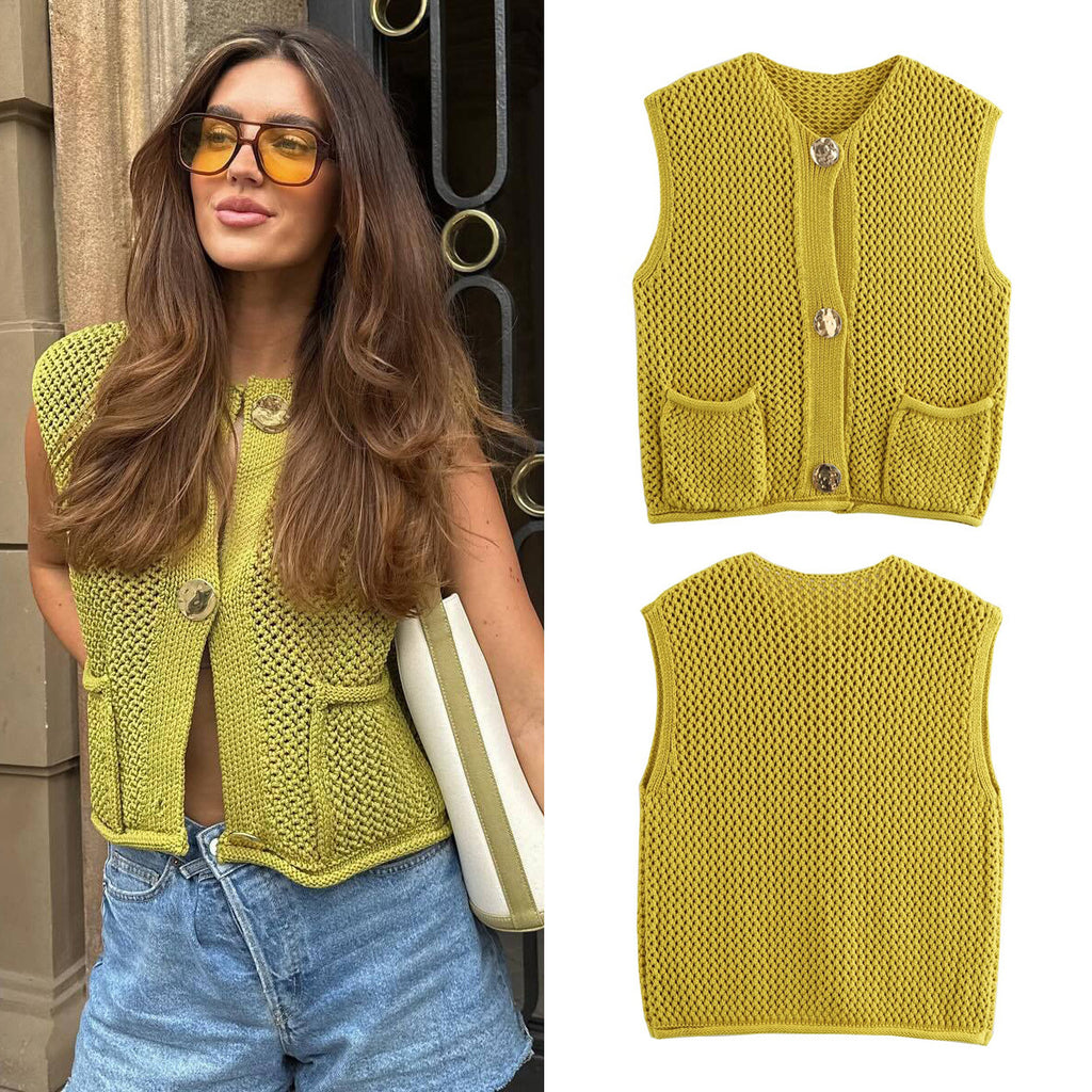 Women's streetwear fashion crochet hollow vest