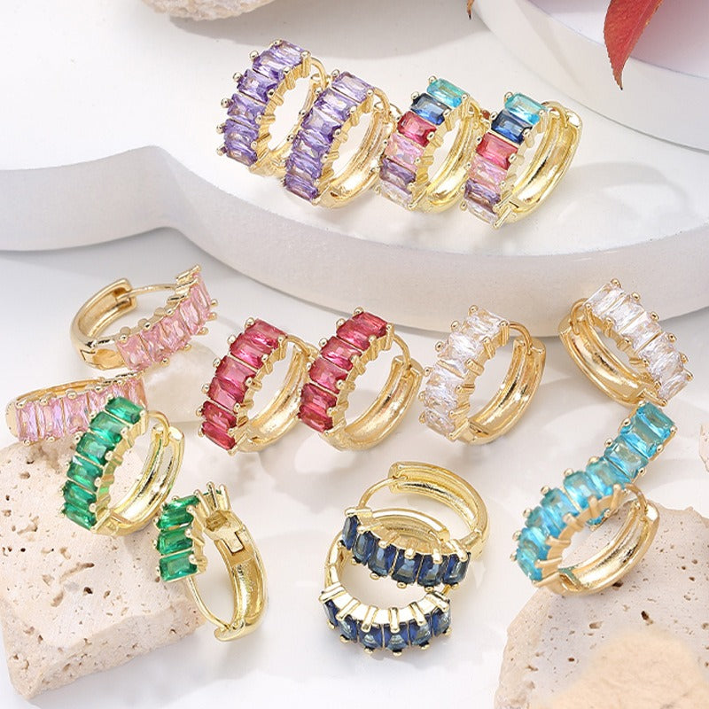 Fashion Gold Micro Set Zircon Earrings