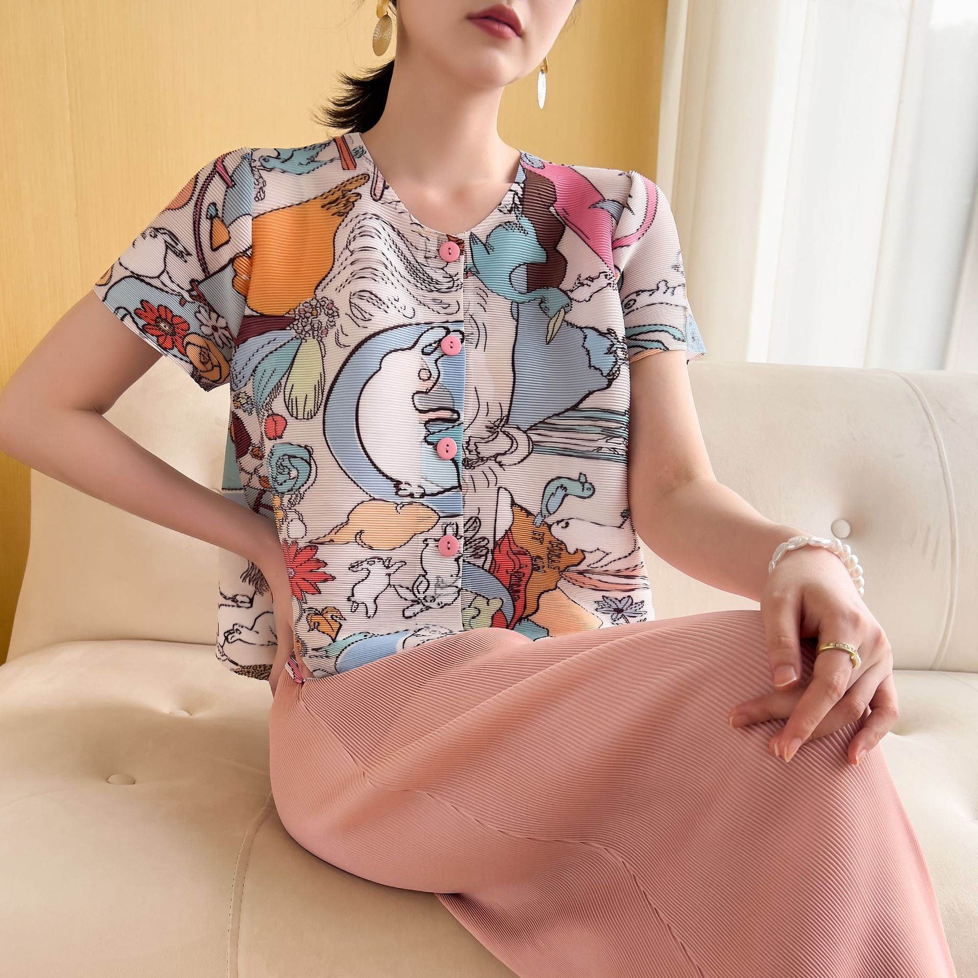 Casual Fashion Graffiti Print Short Sleeve Crew Neck T-Shirt