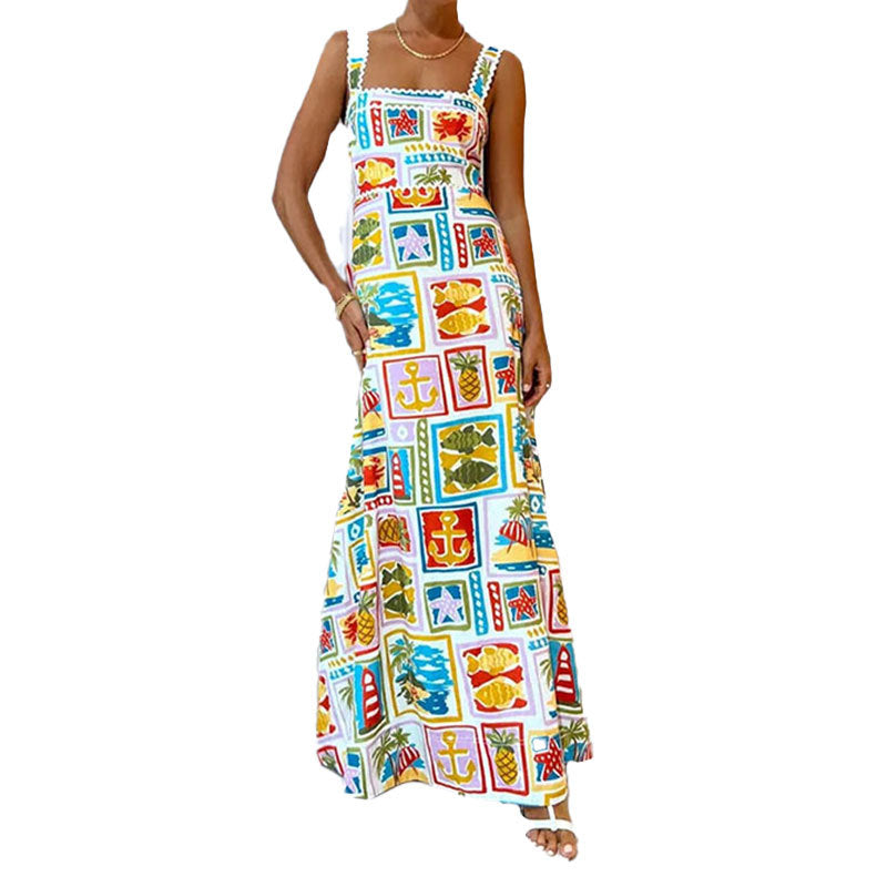 Graffiti camisole strapless fashion dress for women
