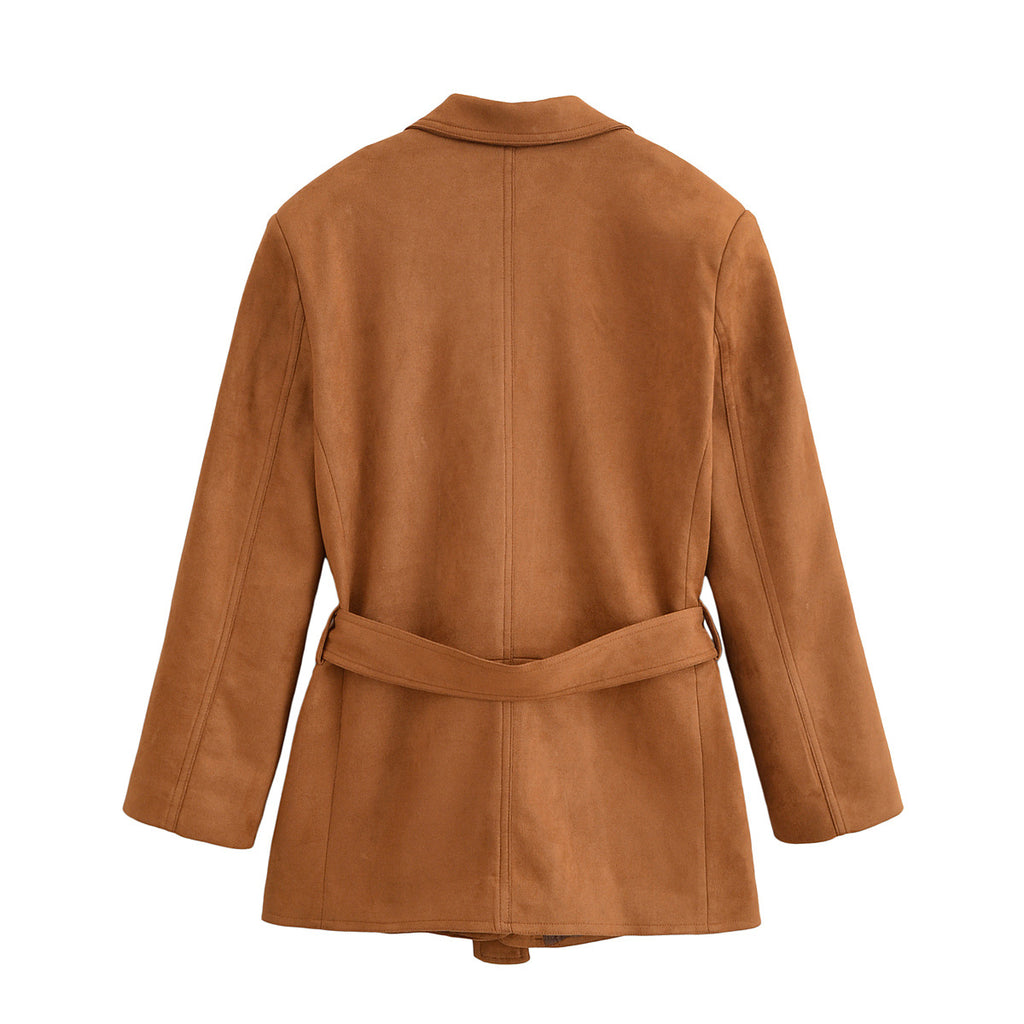 Suede suit with waistband