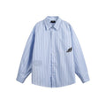 Splicing cashew flower striped long sleeved shirt for men