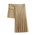 European and American Spring New Fashion Pleated Asymmetric Casual Halfskirt