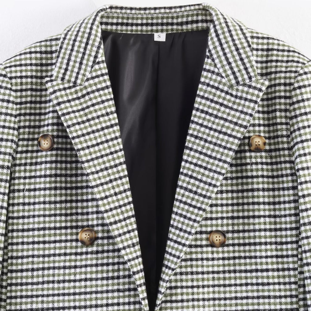 Casual asymmetrical checkered suit