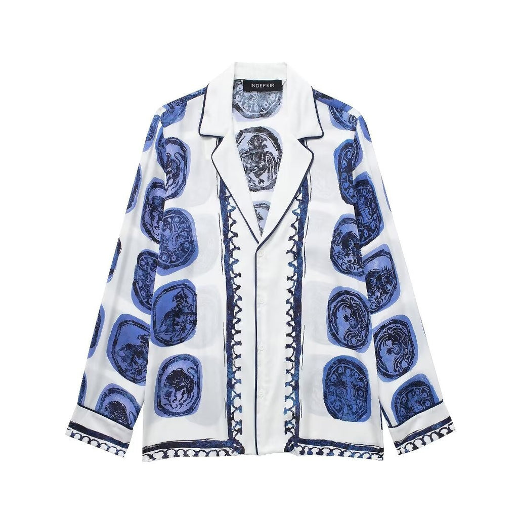 Fashion printed shirt and casual pants