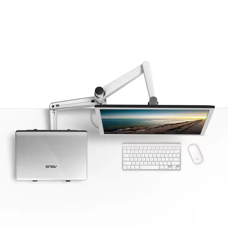 Monitor stand arm, double section arm, computer display screen, aluminum alloy dual screen office