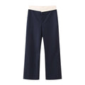Women's Fashion Casual Color Block Waist Long Pants