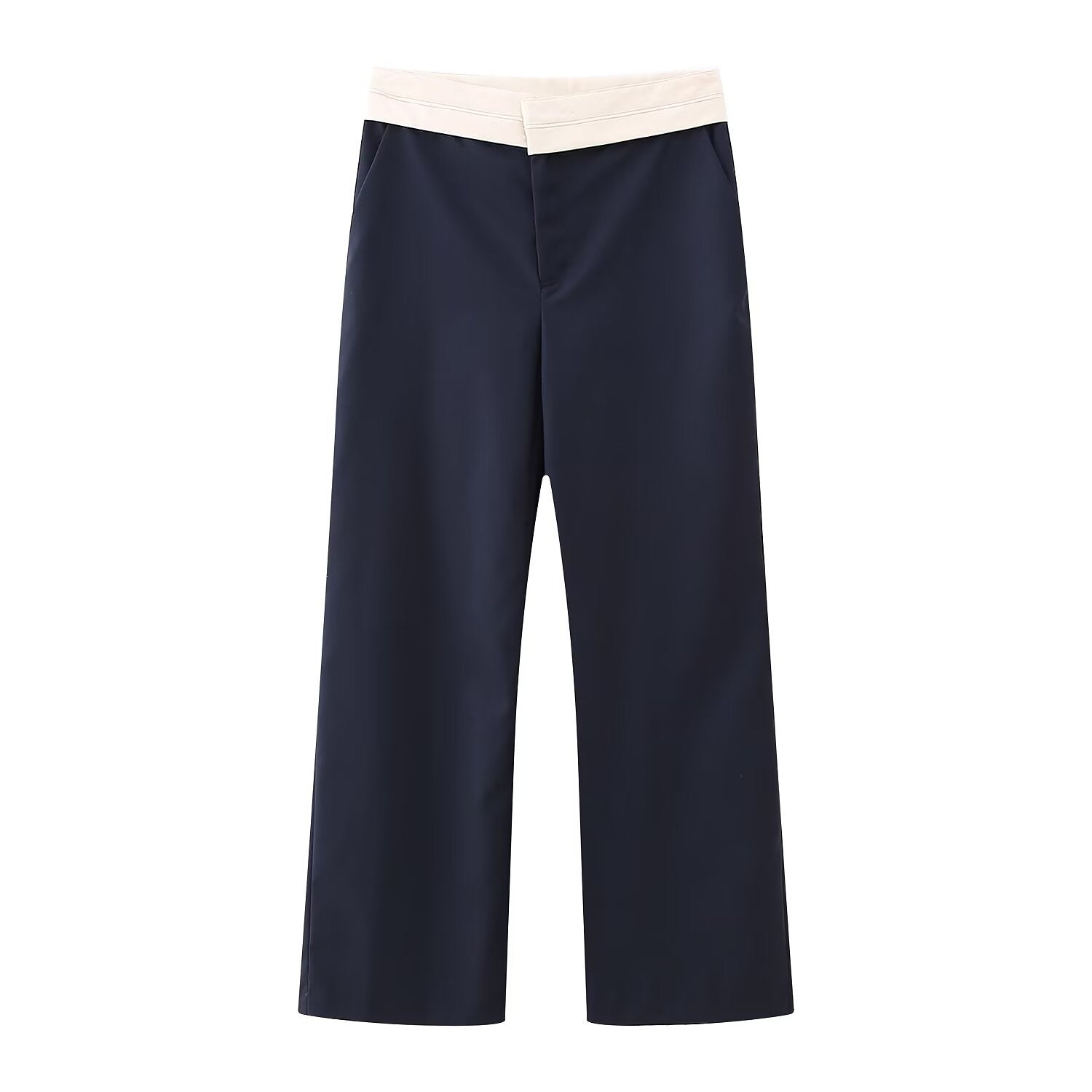 Women's Fashion Casual Color Block Waist Long Pants