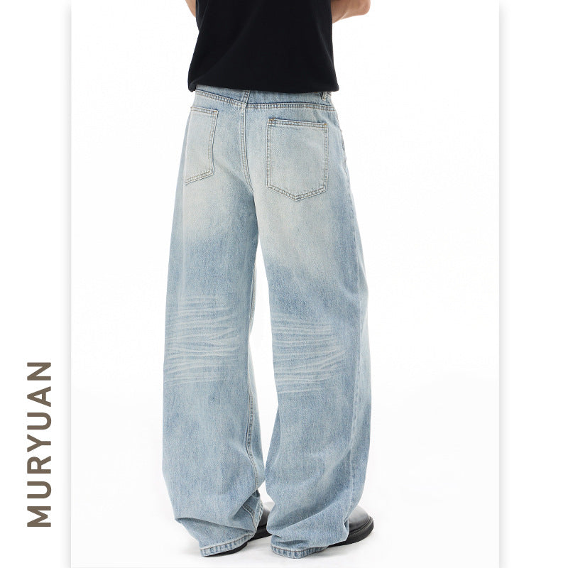 Casual Washed Denim Pants for Men and Women