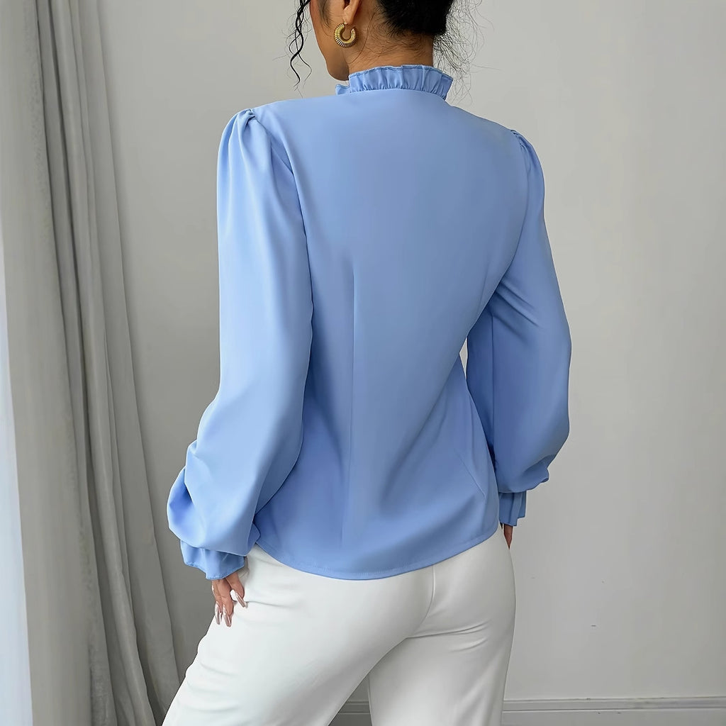 Pleated Long Sleeve Designer Fashion Women's Blouse