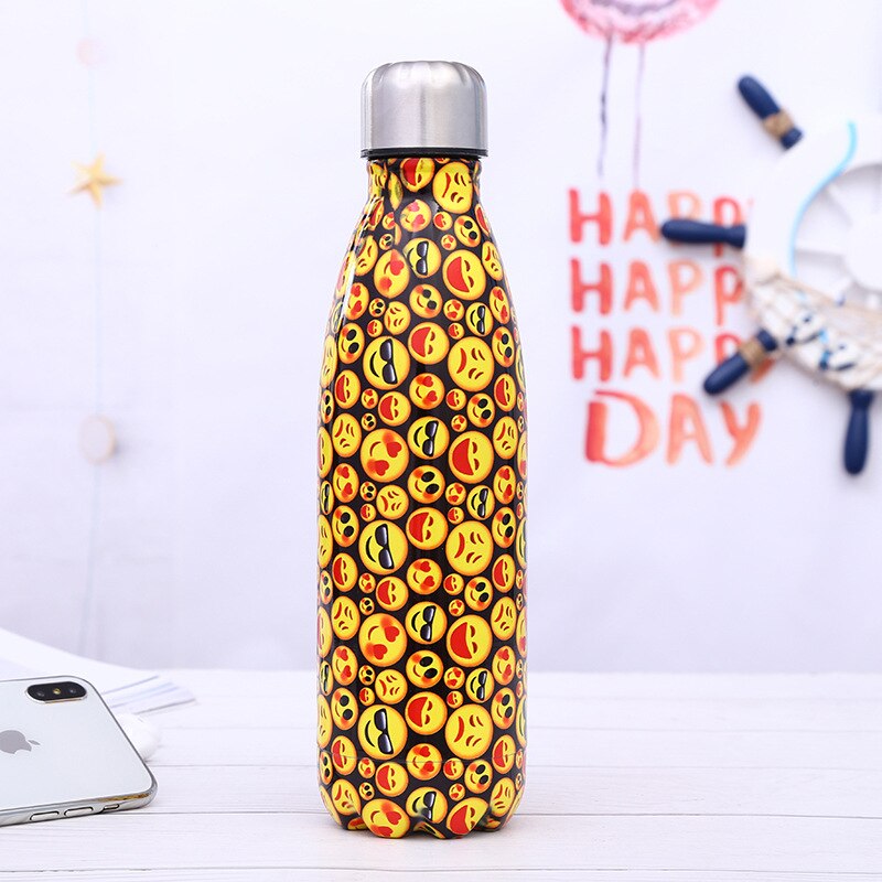 Stainless Steel Thermos Vacuum Flask Bottle 500ml Coffee Milk Cup Lovers Gradient Color Outdoor Travel Sport Hot Water Bottles