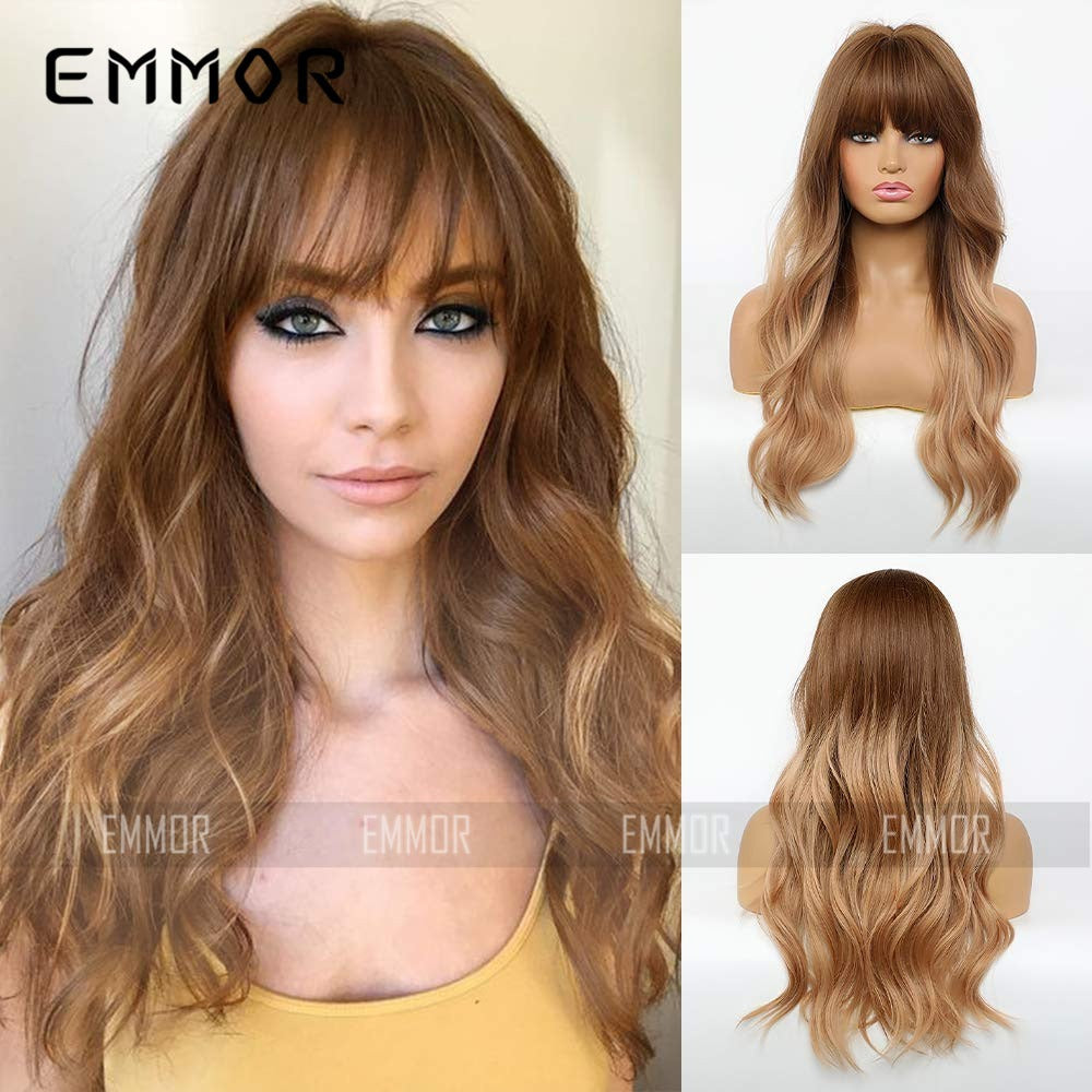 The Soft Romance – Long Curly Synthetic Wig with Bangs