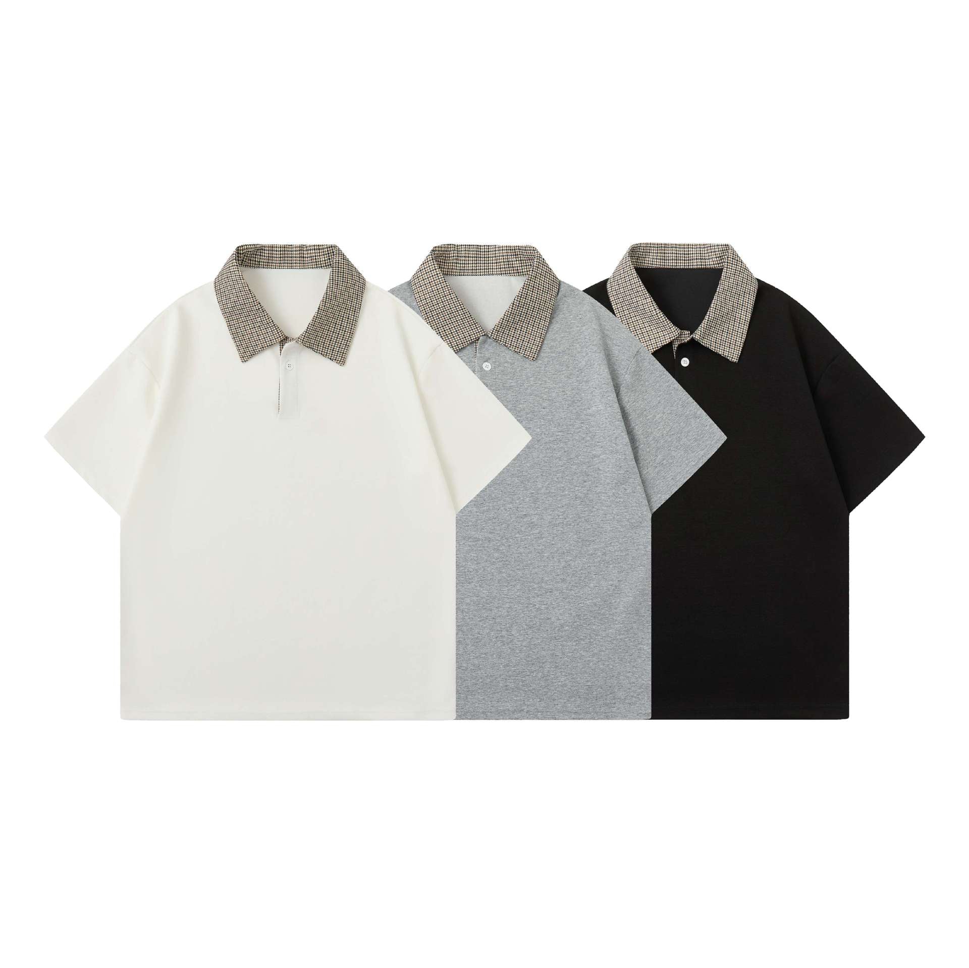 Classic Checkered Polo Shirt for Men, Casual Loose Fit, Trendy Couple's Short Sleeve Top