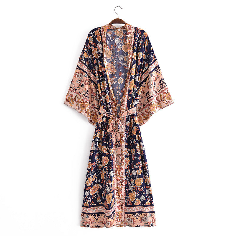 Loose Mid-Length Kimono Cardigan for Women Casual Fashion Outerwear
