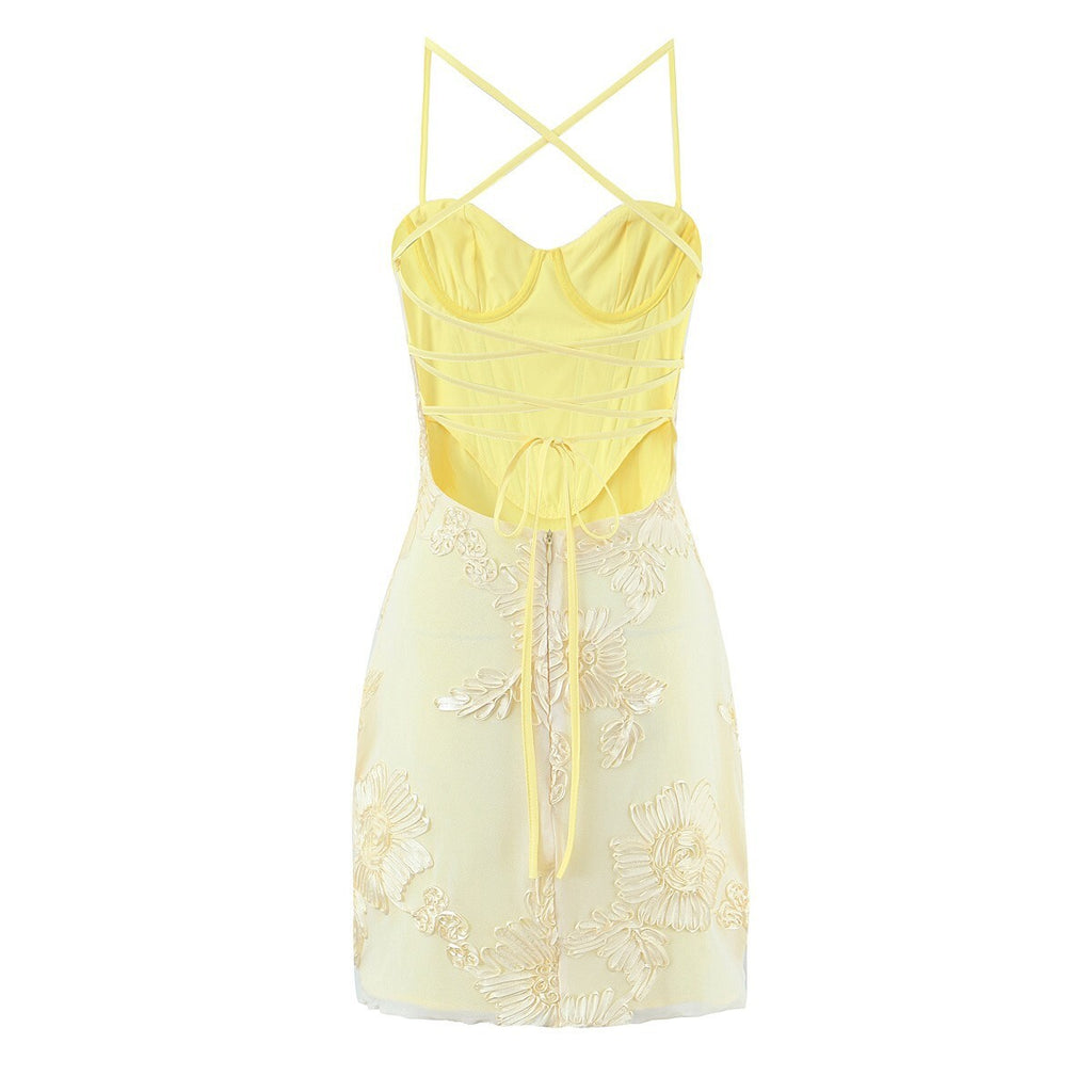 Elegant Classic 3D Flower Corset Dress with Steel Boning Women's Dress