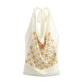Fashion silk texture printed bow decoration top