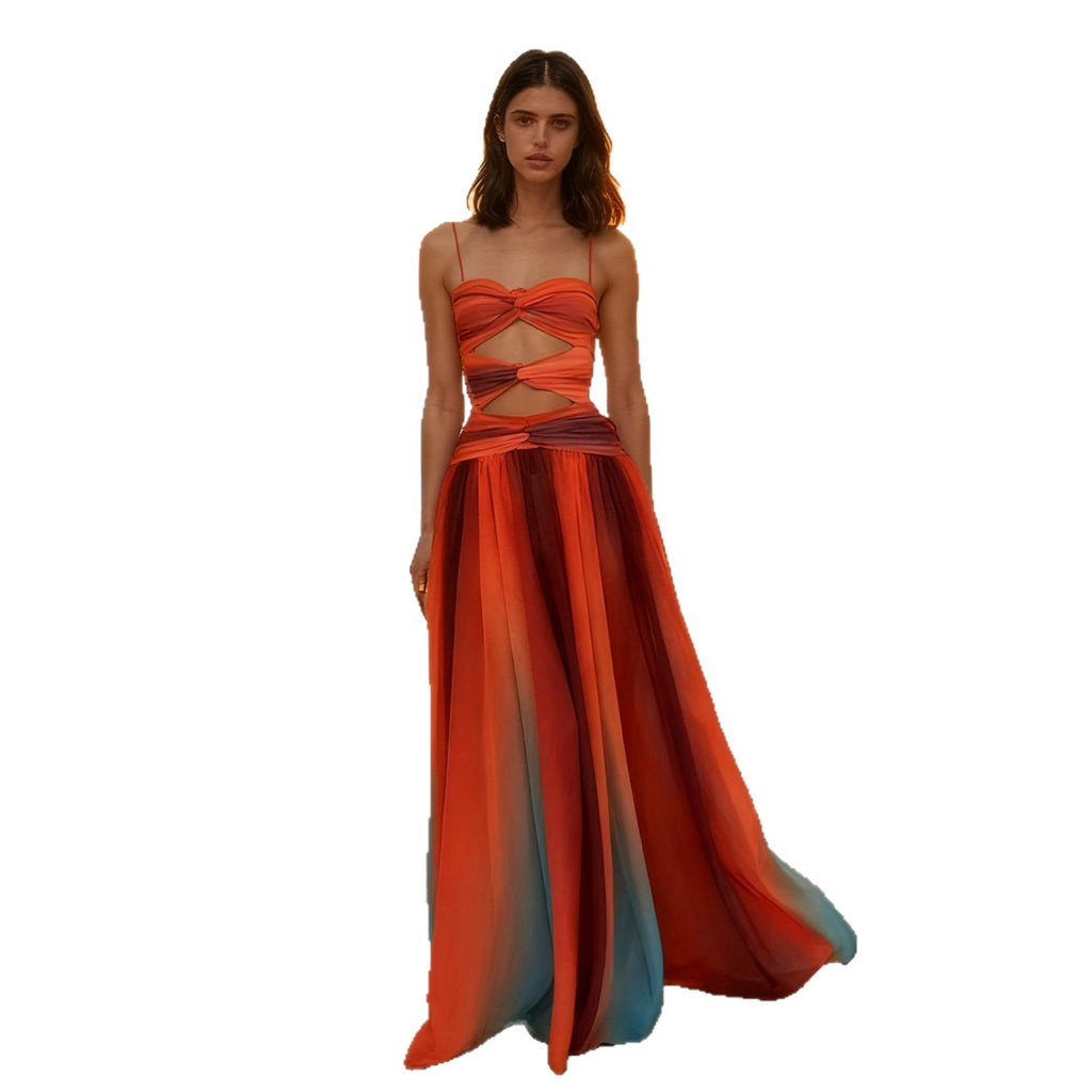 Sexy Gradient Color Casual Dress for Women Fashion Vacation Style