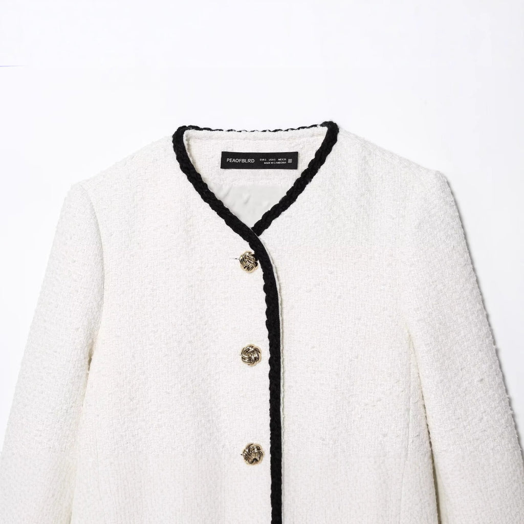 Women's Fashion Casual Small Xiangfeng Embroidered Edge Fleece Jacket