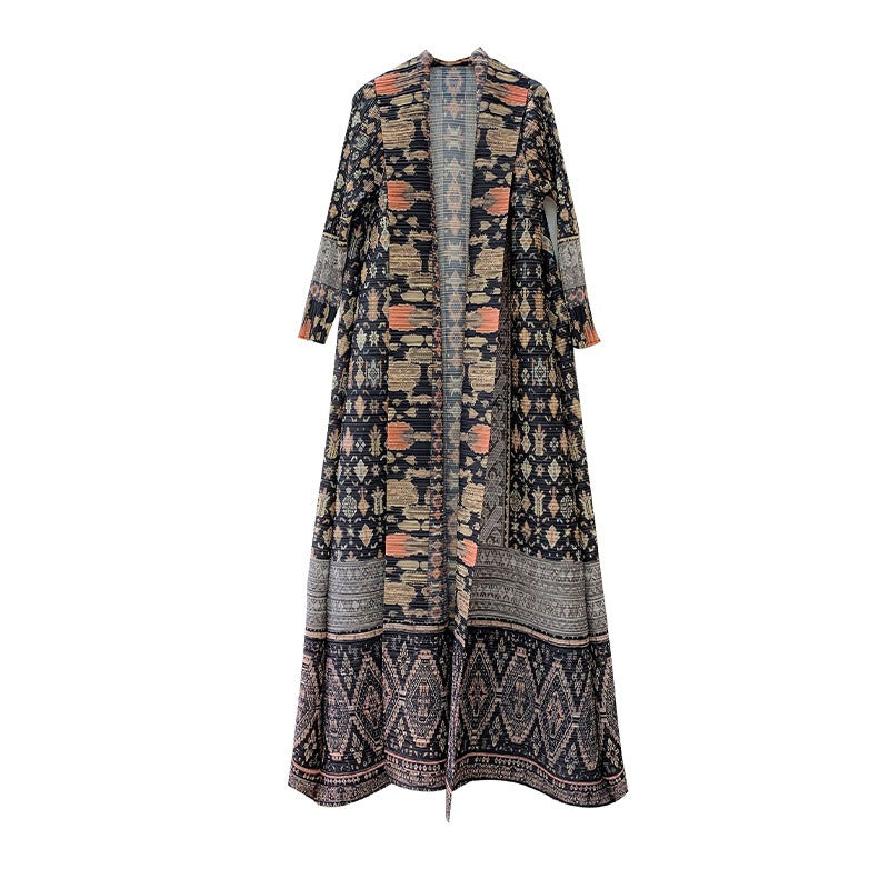 Wrinkled Robe Coat Cloak Printed Women's Fashion