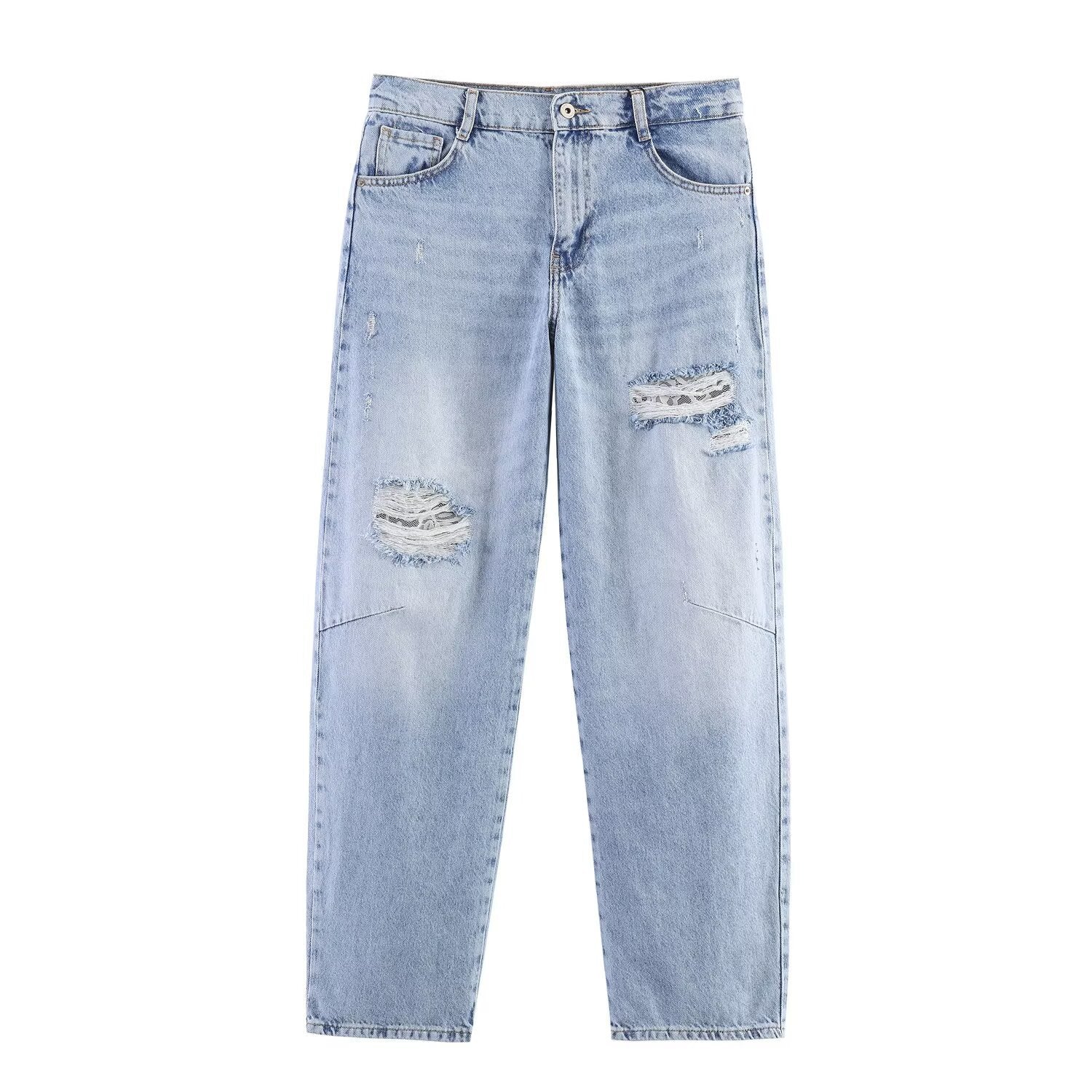 Lace denim jacket+denim women's clothing