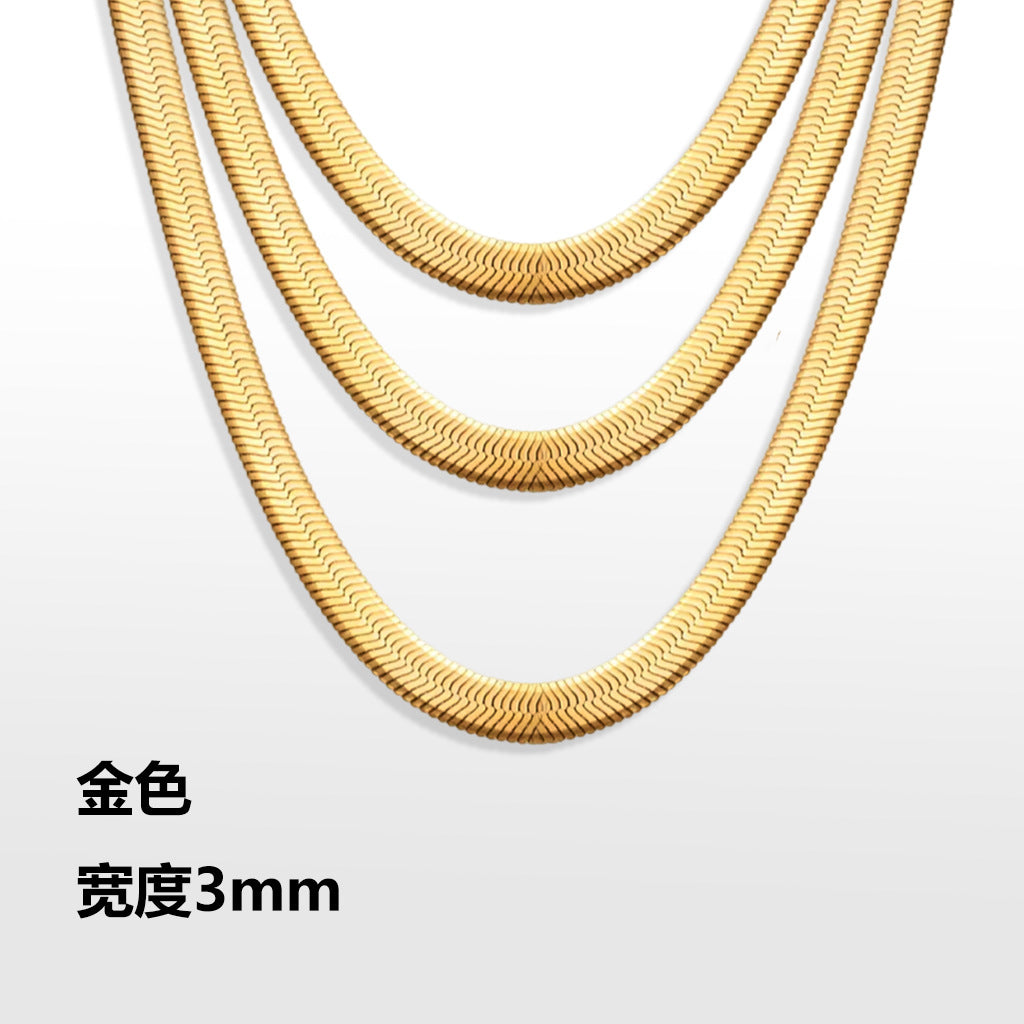 Flat serpentine chain, thin serpentine chain, electric 18K