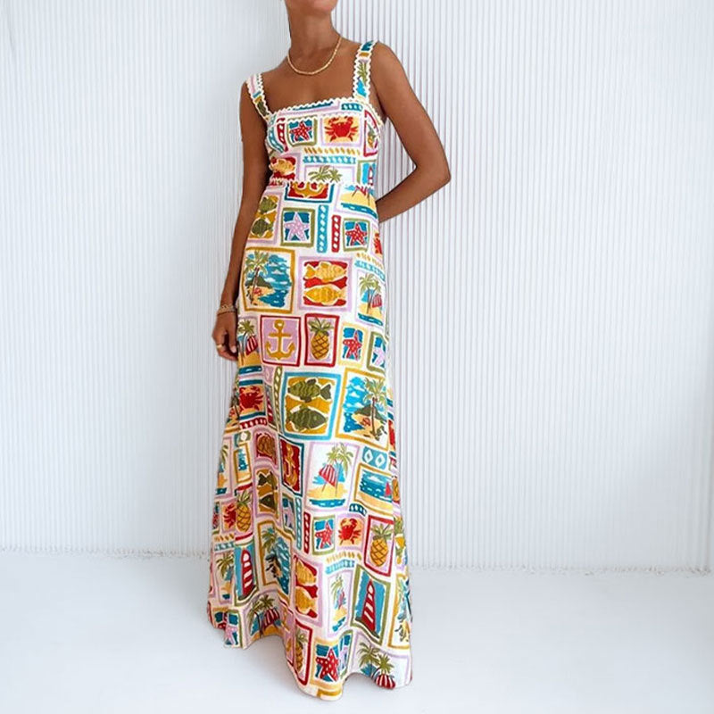 Graffiti camisole strapless fashion dress for women