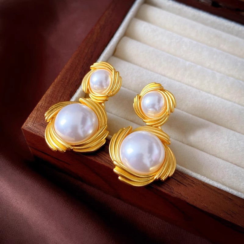 Retro Metal Stud Earrings Enamel Geometric irregularity for Women Jewerly