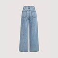 Crisp denim jeans, fashion rhinestone embellished high waist loose casual straight leg jeans