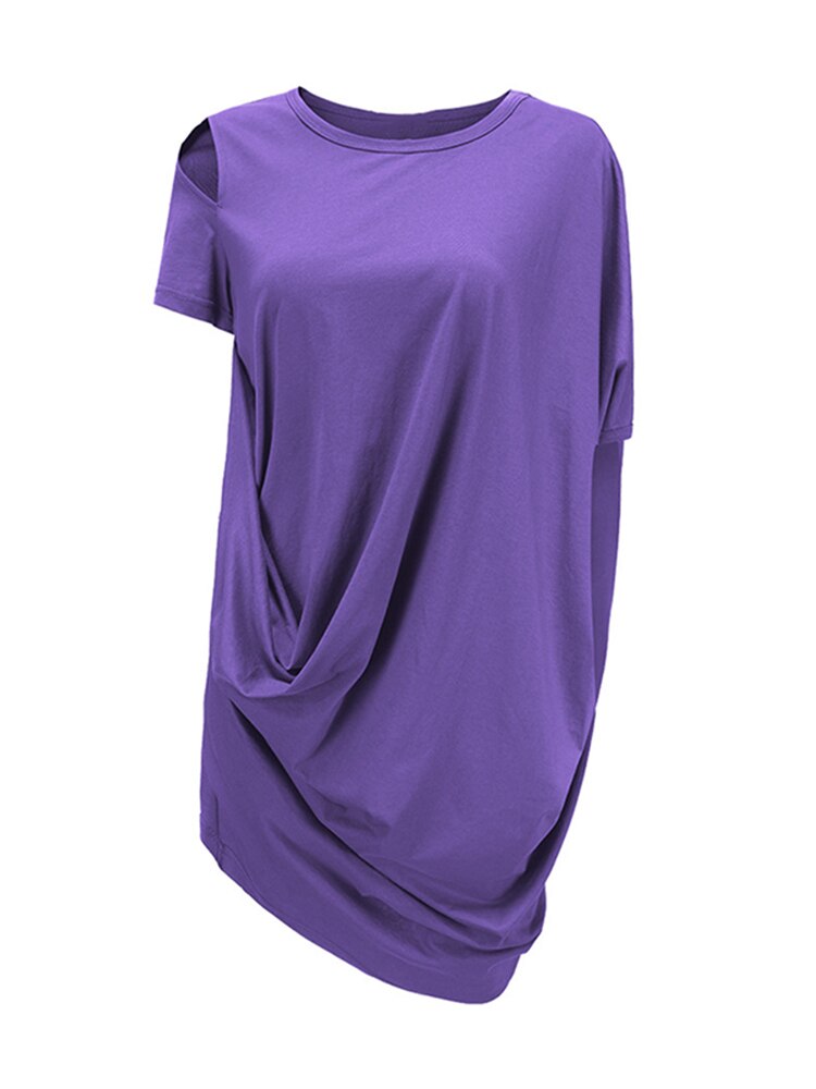 Irregular Casual Dress Fashion Hollow Out Folds Temperament Goddess Fan Women Summer New Arrival Loose Dress